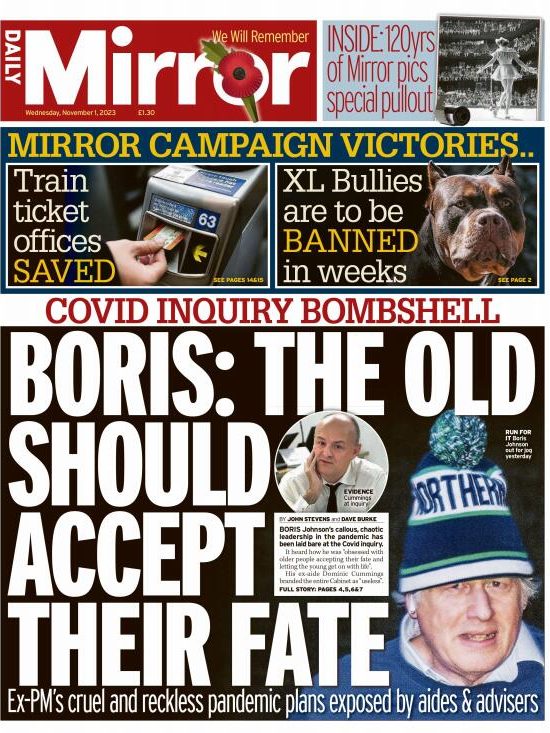 Daily Mirror每日镜报2023年11月1日 日刊高清无水印